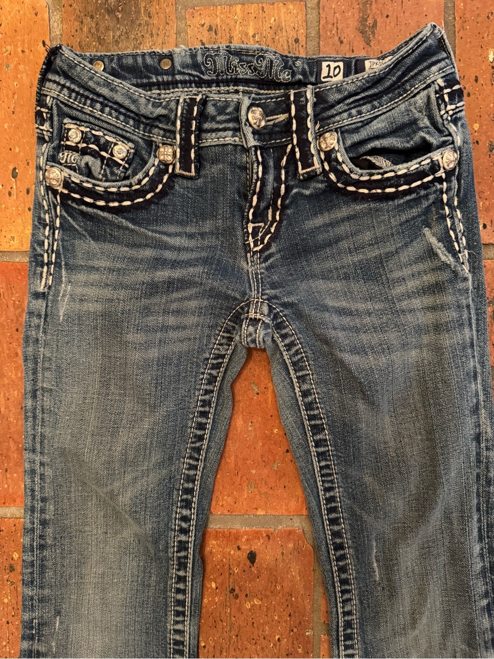Miss Me Girls Size 10 Bootcut Jeans Rhinestone Embellished Western Y2K - Picture 3 of 14